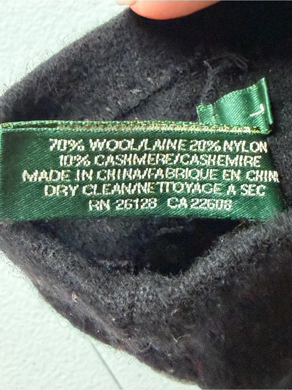 Lauren Ralph Lauren Black Gray Wool Blend Bow Gloves Women’s Size L